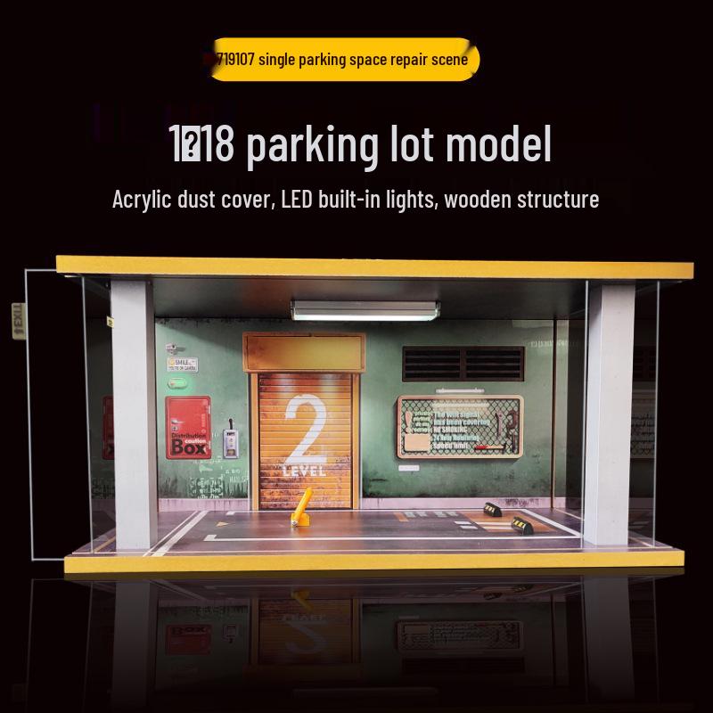 

1:18 Scale Wooden Parking Garage Model with Lights and Dustproof Cover.
