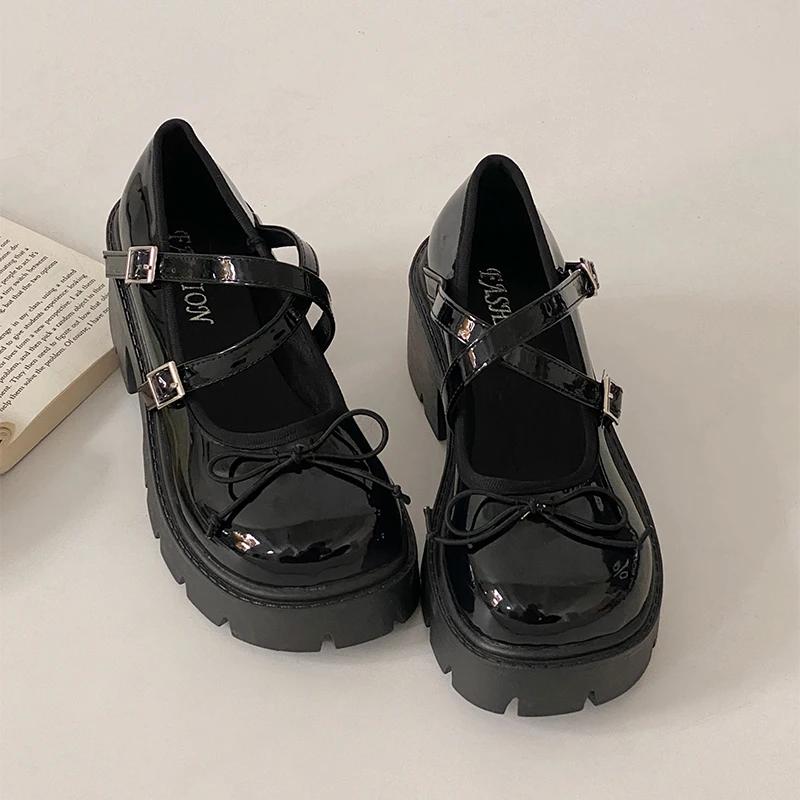Fashion Spring Autumn Women Mary Jane Shoes Fashion Shallow Buckle Ladies Pumps Elegant Outdoor Thick Heel Shoes Platform Shoes