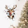 3D Reindeer Break-Through Wall Decal, Vinyl Christmas Wall Stickers, Removable Holiday Decor for Home and Living Spaces