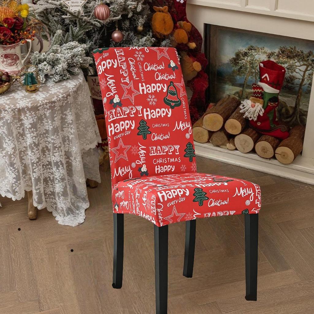 Christmas Chair Covers for Dining Room Kitchen Party Hotel Banquet Restaurant Office Stretch Seat Cover Housse De Chaise 1pc