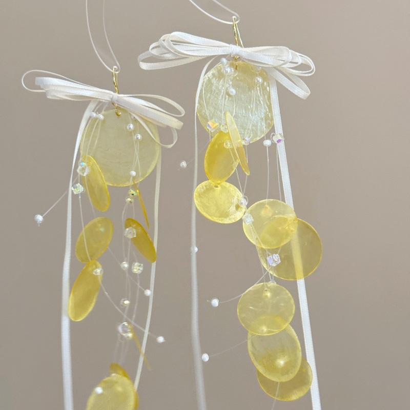 

Круглые серьги с бахромой в виде ракушек, нишевые, высококлассные, с крючком для ушей, модные, с темпераментом, универсальные серьги