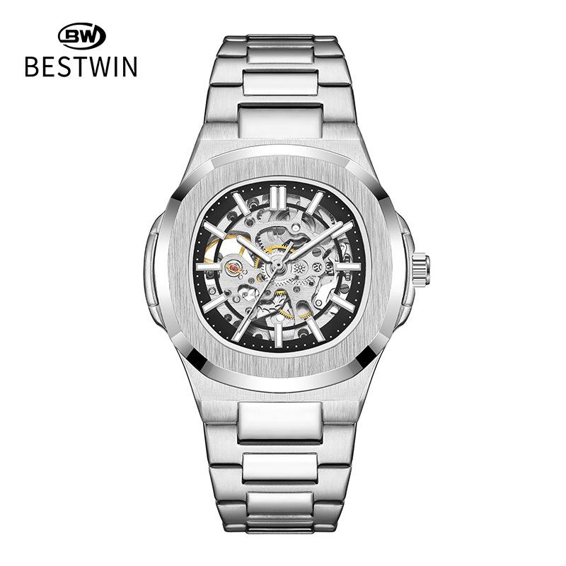 Double-sided hollow luminous men's watch, fully automatic mechanical watch, high-end waterproof men's watch, alloy watch