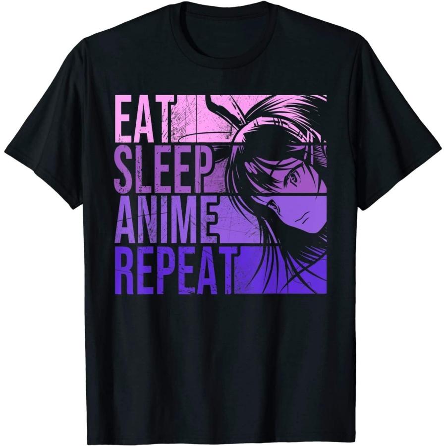 BINA STORE Eat Sleep Anime Repeat Shirt - Anime Lovers Gifts Idea Girls T-Shirt T120321 Black(1) XXXXXL разноцветный