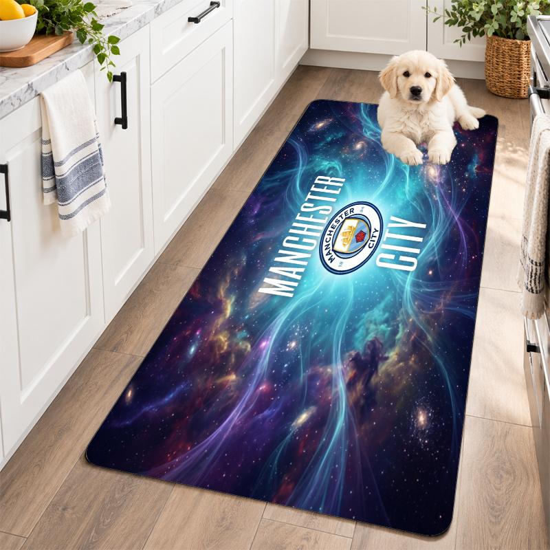 Flannel Kitchen Mat Manchester City Soft Area Rug Non Slip Floor Carpet Home Decoration