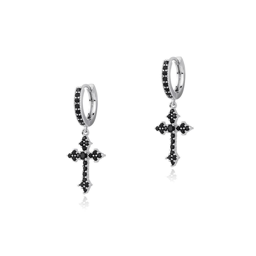 Zirconia Cross Earrings for Men and Women, Unique Stud Earrings, Trendy Hip-Hop Hoop Earrings