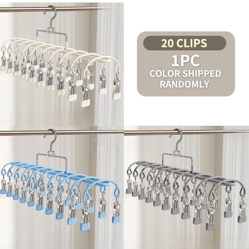 Edelstahl Kleiderständer Sockenhalter Mit 20 Clips Winddicht Multi Clip Wäscheständer Für Unterwäsche Socken Balkon Aufbewahrungsständer