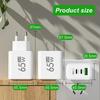 65W Charger USB PD Type-C Fast Charging 3-Port Phone Adapter QC3.0 Compatible with iPhone 15 pro Max Samsung Galaxy