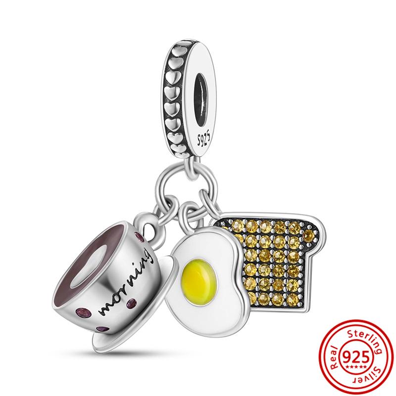 S925 Silver Rainbow Clouds Sun Pineapple Egg Game Machine Feather Classics Beads Fit Original  Charms Bracelet DIY Jewelry