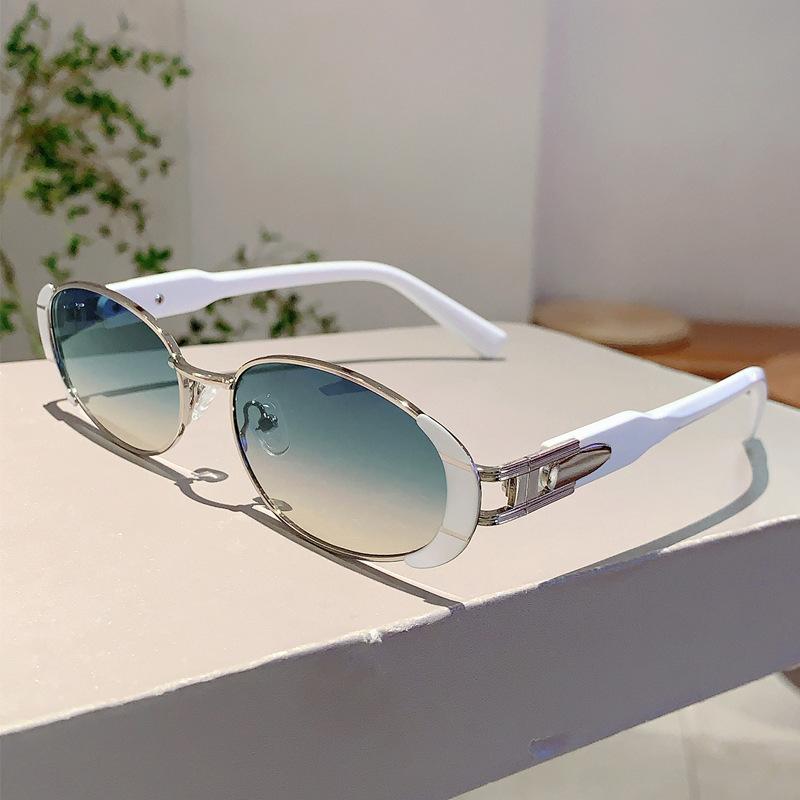 Luxury Brand Designer Metal Oval Sunglasses Women For Men Popular Vintage Sun Glasses Punk Outdoor Driving Hip Hop Eyewear Uv400