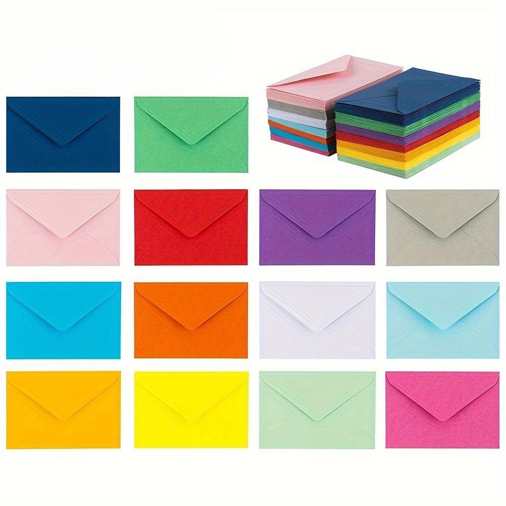 50pcs Mixed Color Mini Envelope Set | Glue Seal | 10.01×7.01 Cm | Multi-Functional Gift Card/Business Card Envelopes for School