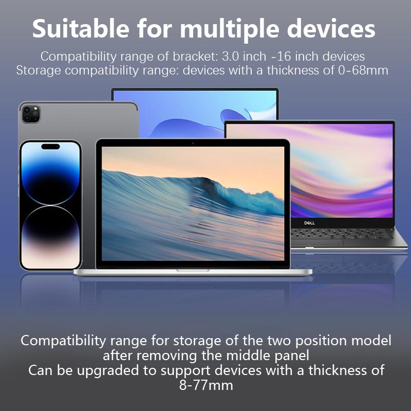 Dual-Slot Adjustable Vertical Laptop Stand Abs Plastic 4In1 Design Space-Saving For Macbook Chromebook Surface Hp Dell Book Ipad