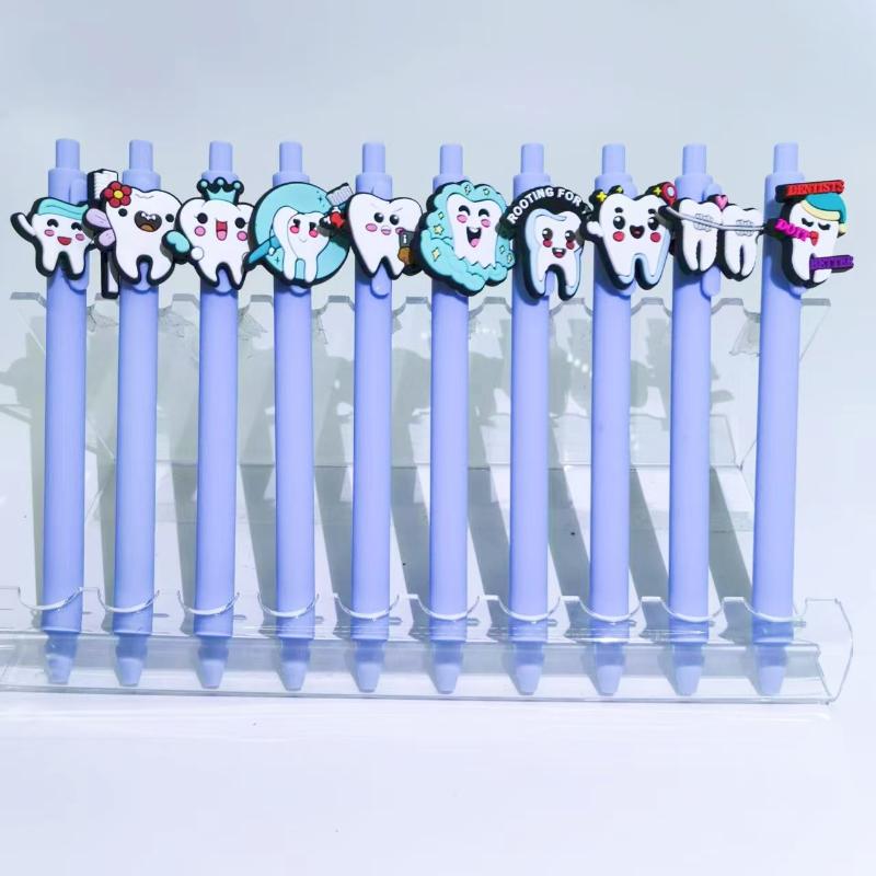 

10Pcs Blue Series Retractable Gel Pens Dentist Teeth Theme Soft Gel Pen Smile Teeth Series Ballpoint Pen Student Stationery one size