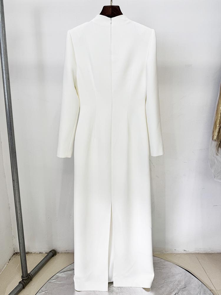 2025 Elegant Long Sleeve Beaded Rhinestone Gown