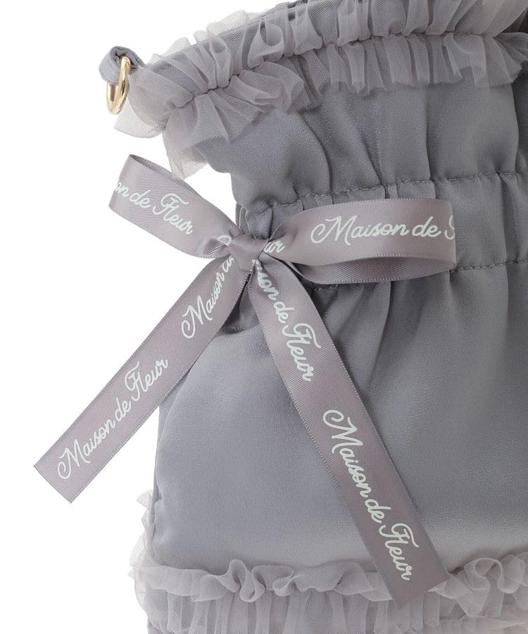 Maison de FLEUR Tulle Frill Double Ribbon Tote Size Tote Bag 08001132600 2-Way Bag, Gray, F,