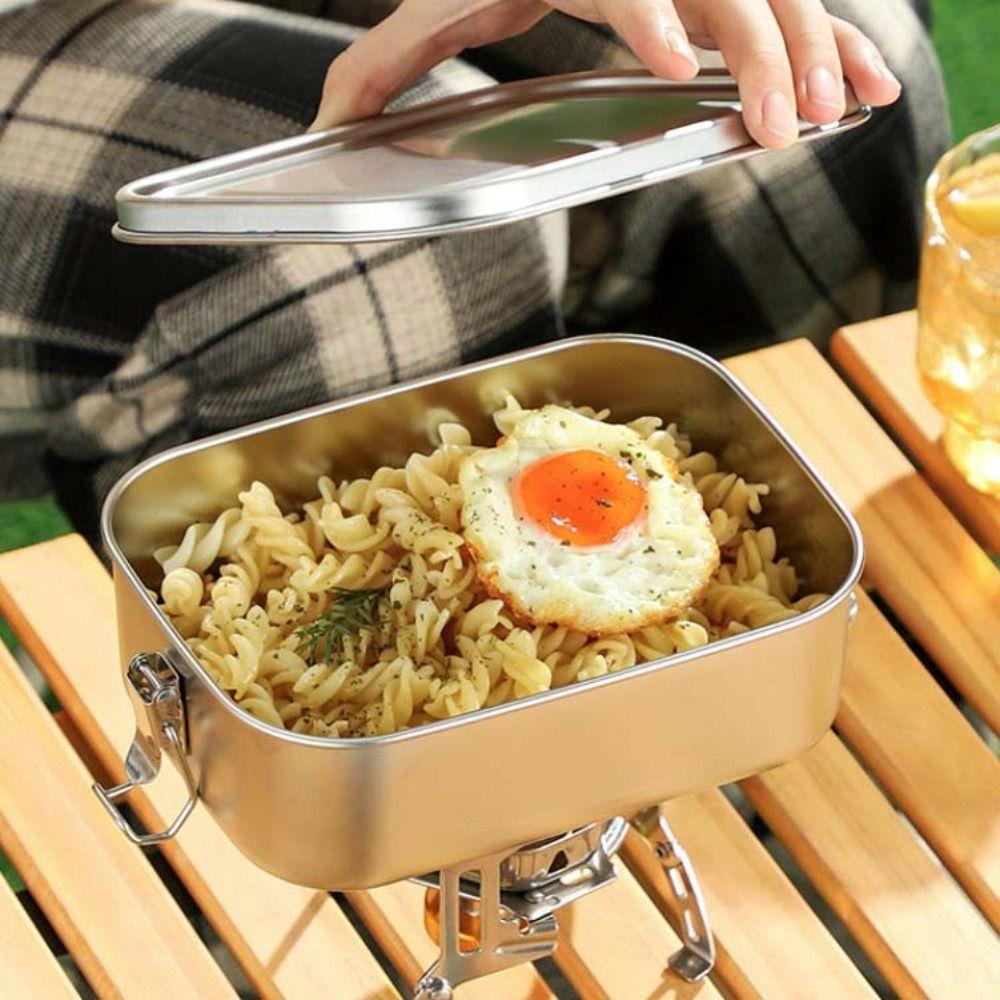 Removable Partitions 304 Stainless Steel Lunch Box Rectangular Fresh-keeping Box  Canteen
