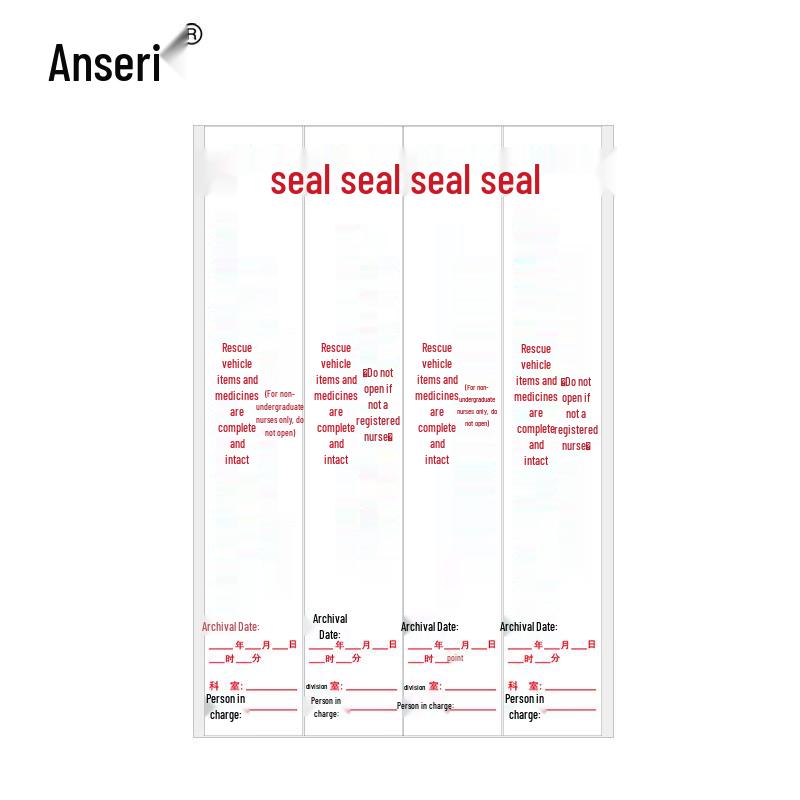 Ansell Writable Waterproof Emergency Seal Labels 30x5cm, 200 Count