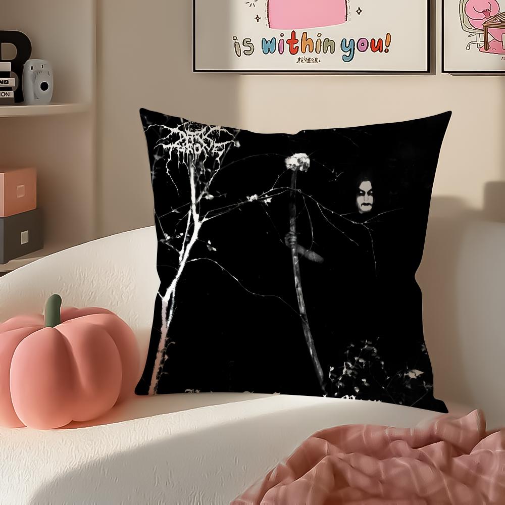 Black Metal Norwegian Art DDarkthrone Pillow Cushion Cover Pillowcase Short Plush Invisible Zipper Room Sofa Cushion Cover