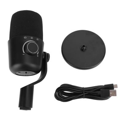 Gaming Microphone USB PC Condenser Mic with Ambience Light Shock Adsorption Rack Rotate Gain Key