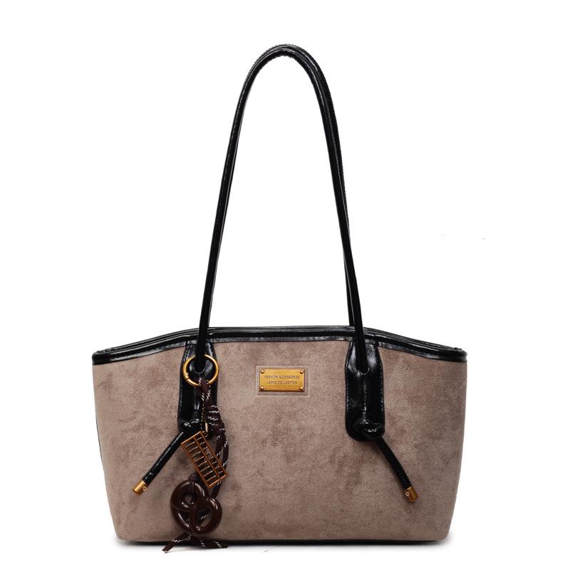 

Retro Suede High-End Tote Bag – Large Capacity, Fashionable Shoulder Bag for Autumn Commutes Single Bag хакі