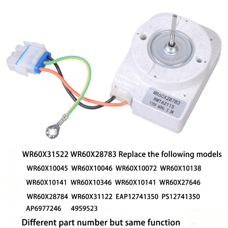 Quiet Refrigerator Fan Assembly for WR60X31522 WR60X28783 Precisions Cooling Component Freezer Condenser Motor