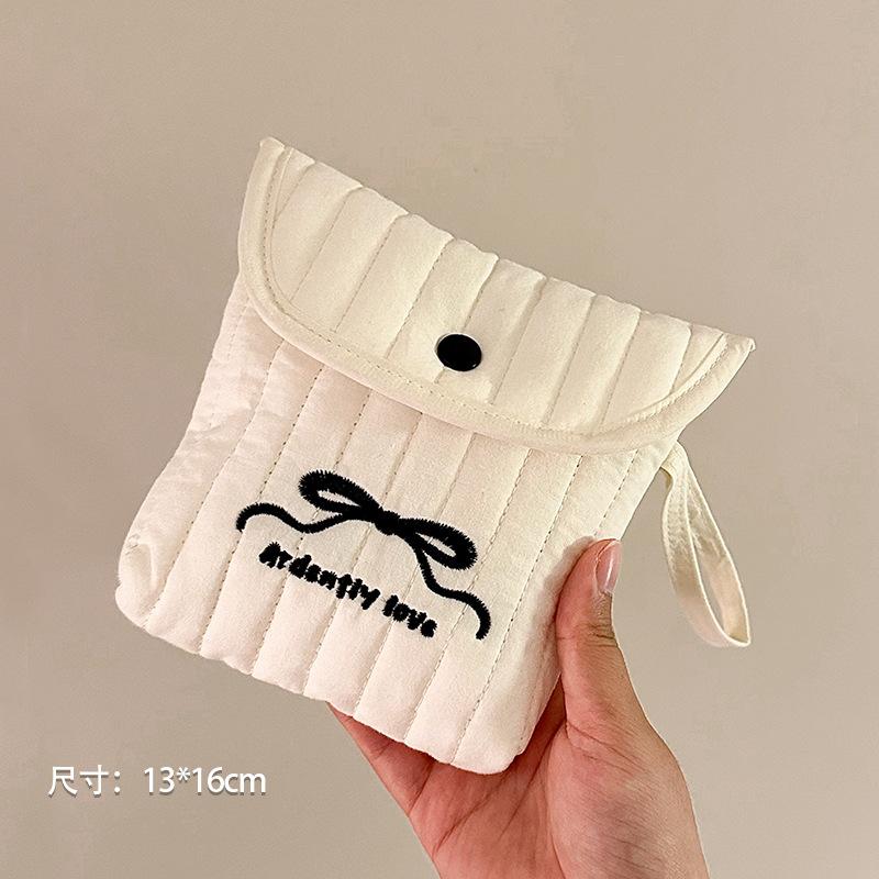 Japanese Cute Quilted Cotton Storage Bag Portable Ladies' Organizer of Sanitary Napkins Lipstick Menstrual Sanitary Pads Pouch