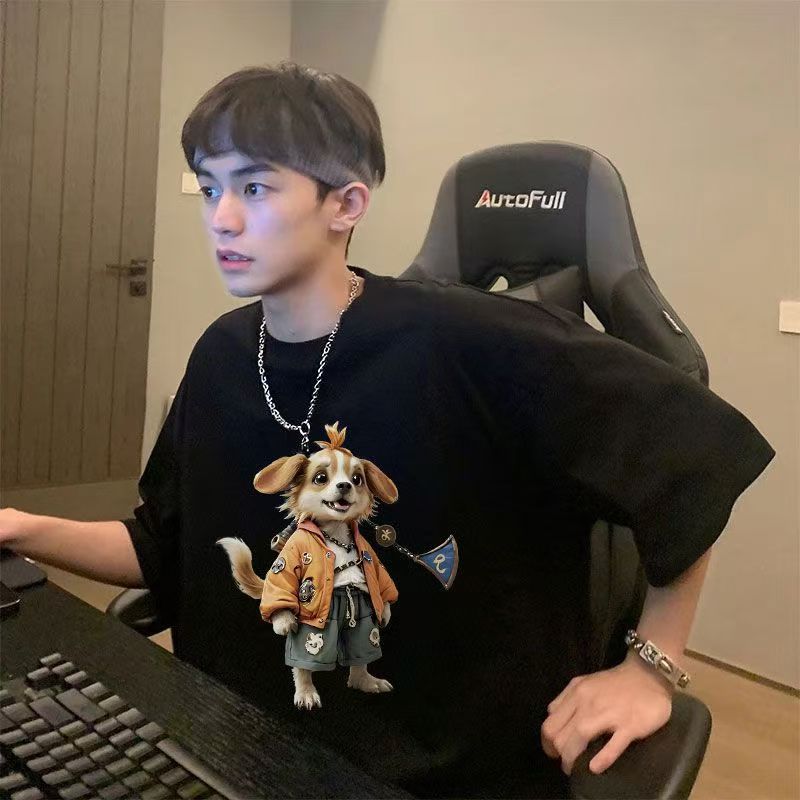 Summer new boys handsome short-sleeved t-shirt pure cotton loose round neck casual t-shirt top