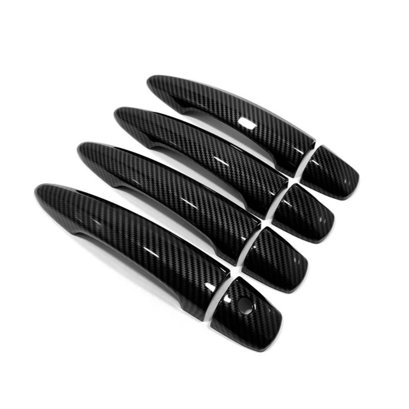 For Nissan Qashqai J12   ABS black Carbon Fiber Chrome Car Door Handle Cover Stickers Styling Accessories
