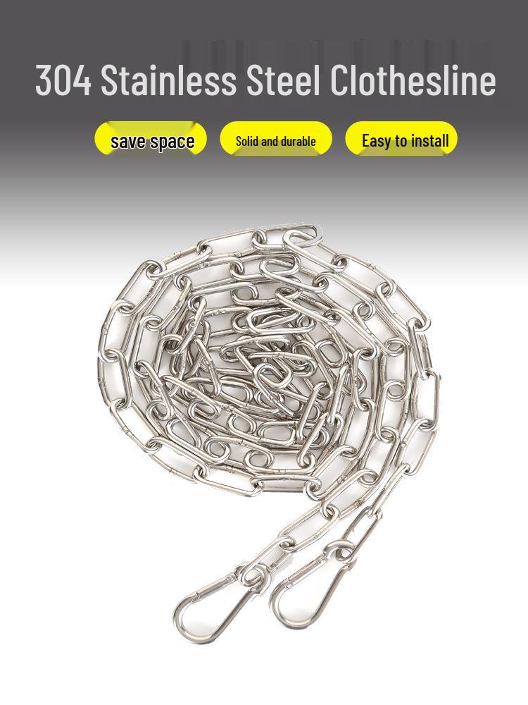 Stainless Steel Multipurpose Chain: Clothes Drying, Hanging, Pet Traction, Anti-theft, Outdoor Use.