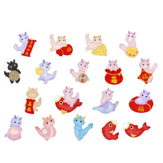 Bright Colors Cute Dragon Figurine Resin Ornament for Home New Year Decorations