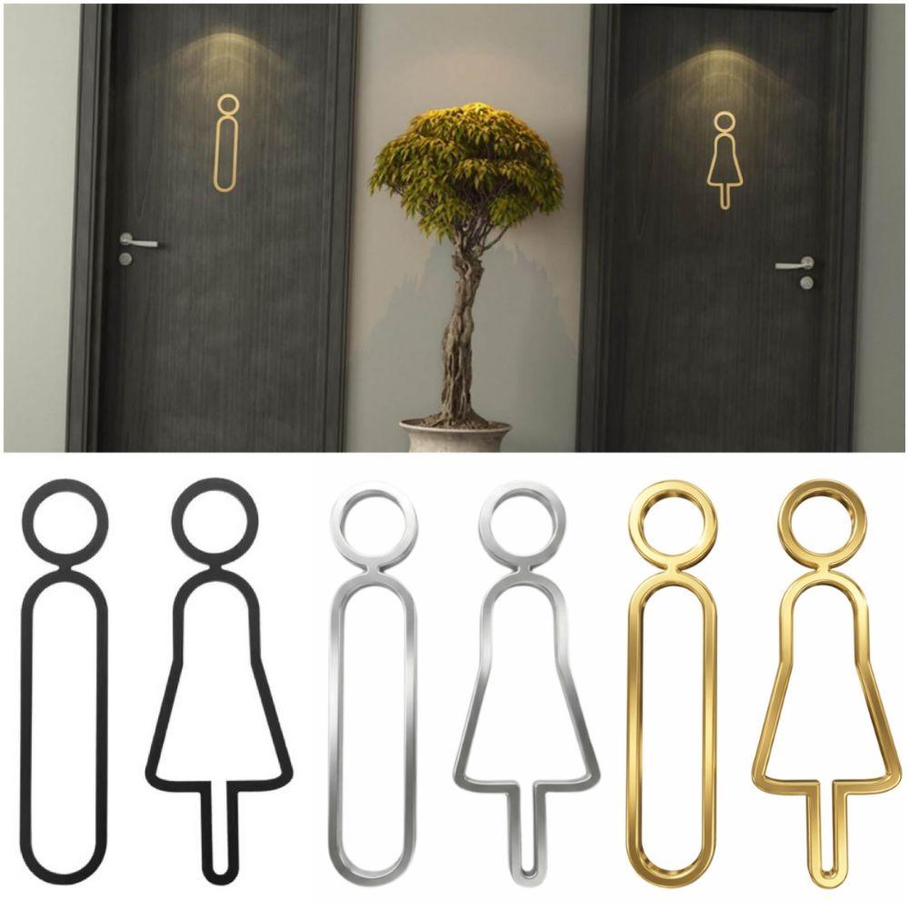 Acrylic Toilet Sign Sticker Men Women Black Gold Silver Washroom Sign Sticker Accessories DIY WC Signage Board Shopping Mall
