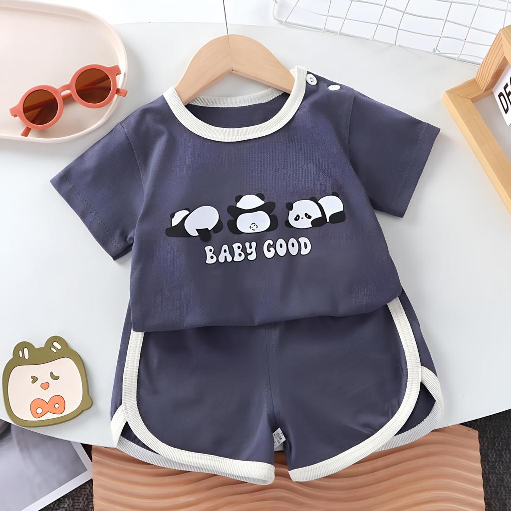 2Pcs/Set Summer Baby Set Cotton Cartoon Casual Childrens Suit Baby Clothes Girl Boy T-shirt+Shorts Childrens Clothing