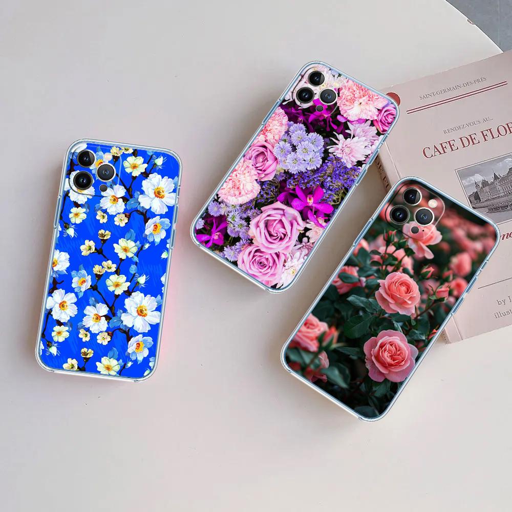 FM8 Beautiful Roses Flower Soft Shell Transparent Phone Case for Motorola Moto G7 G8 G9 G84 G85 G73 G24 G15 Z2 Play Power Plus