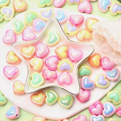 Two Color DIY Jewelry Accessories Love Heart Acrylic Making Handmade UV Dazzle 3D Creative Bracelet Loose Beads Material 10pcs Earrings