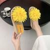 Slippers women's flowers wear sandals 2025 summer new muffins one-word thick soles increase height fashion wedge heel sandals women