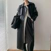 Veste en cuir de moto rétro de style britannique pour femme, manteau mi-long en PU, coupe-vent, printemps et automne