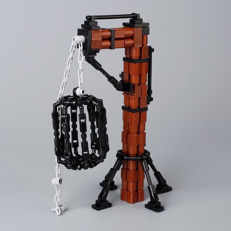 MOC Medieval Guillotine Building Blocks Kit Gallows Tree Hanging Cage Gallows Trial Weapons Bricks Toys Boys Gift