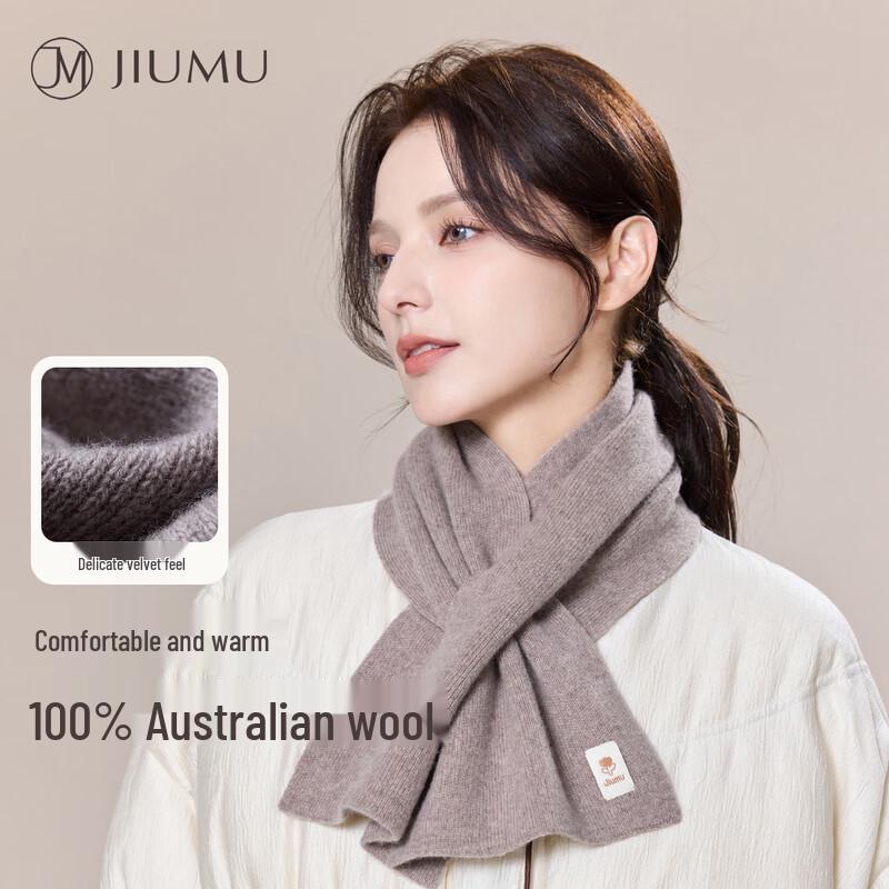 JIUMU Women's Pure Wool Cross Neck Scarf