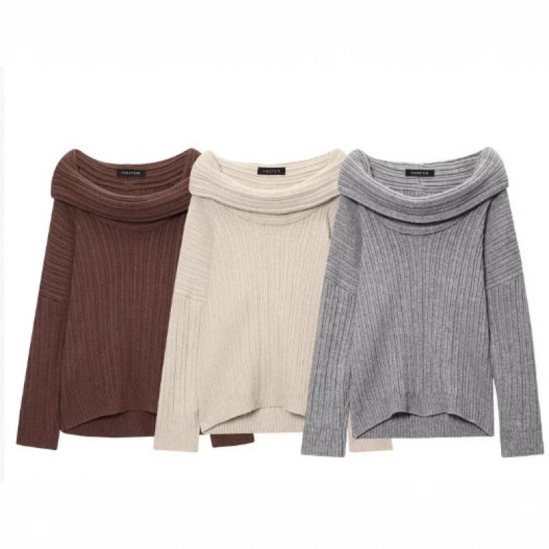 European Hot-Selling Lazy One-Shoulder Knit Sweater