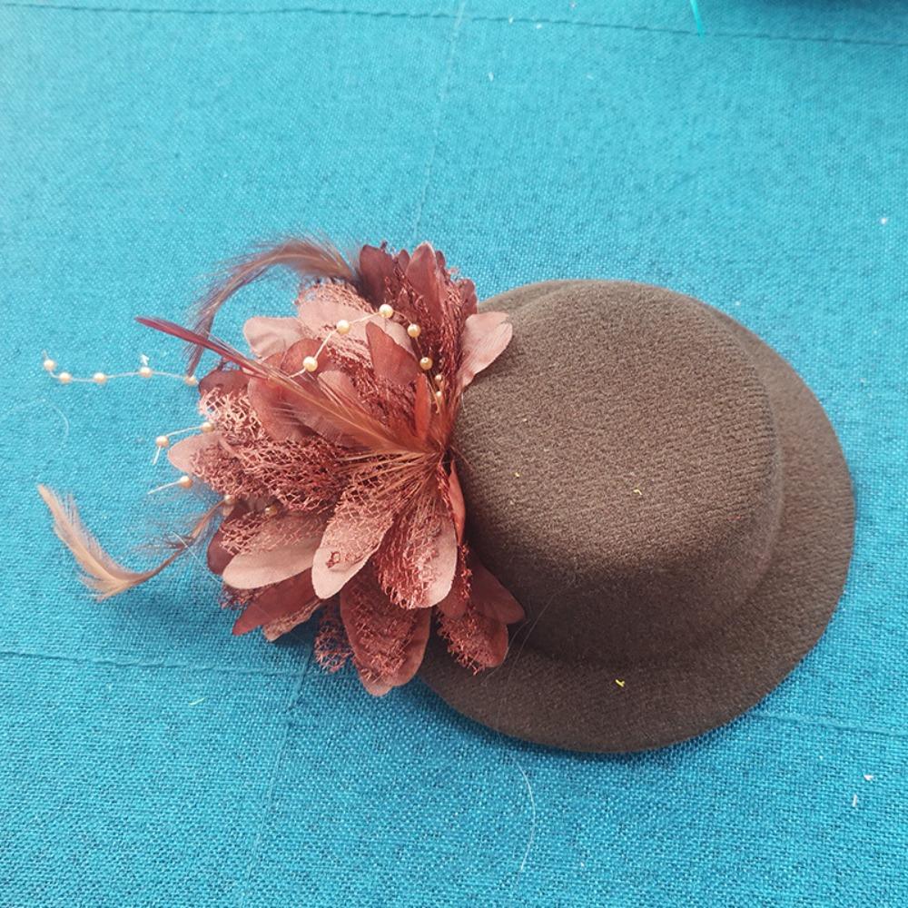Fashion 13cm Kids Fascinators Hats Feathers Makeup Prom Flower Pillbox Hat Hair Accessories Cocktail Hats Party