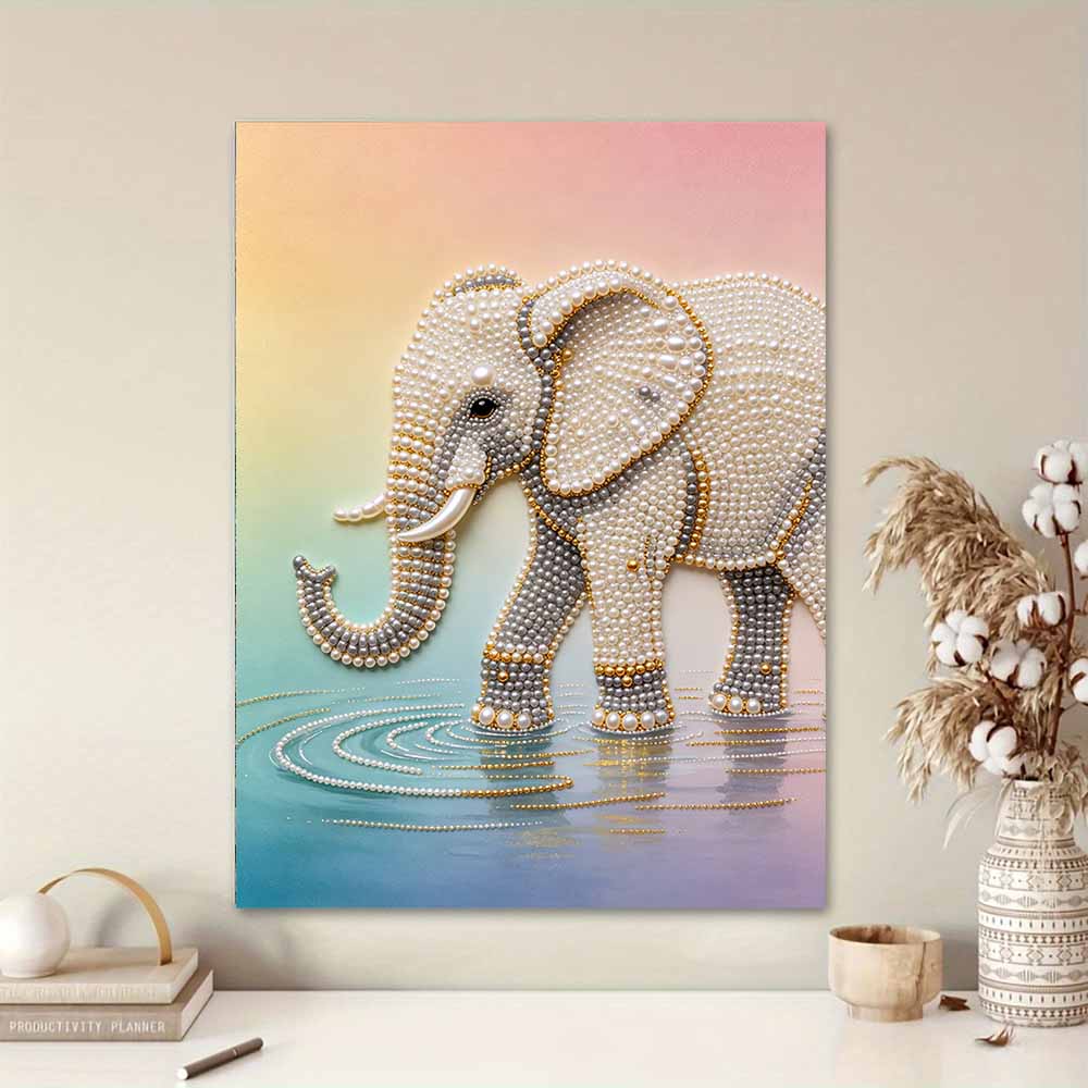 Elephant Pearl Kit DIY 5D Rhinestone Art Craft for Adults and Kids Home Party Decoration Handmade Gift