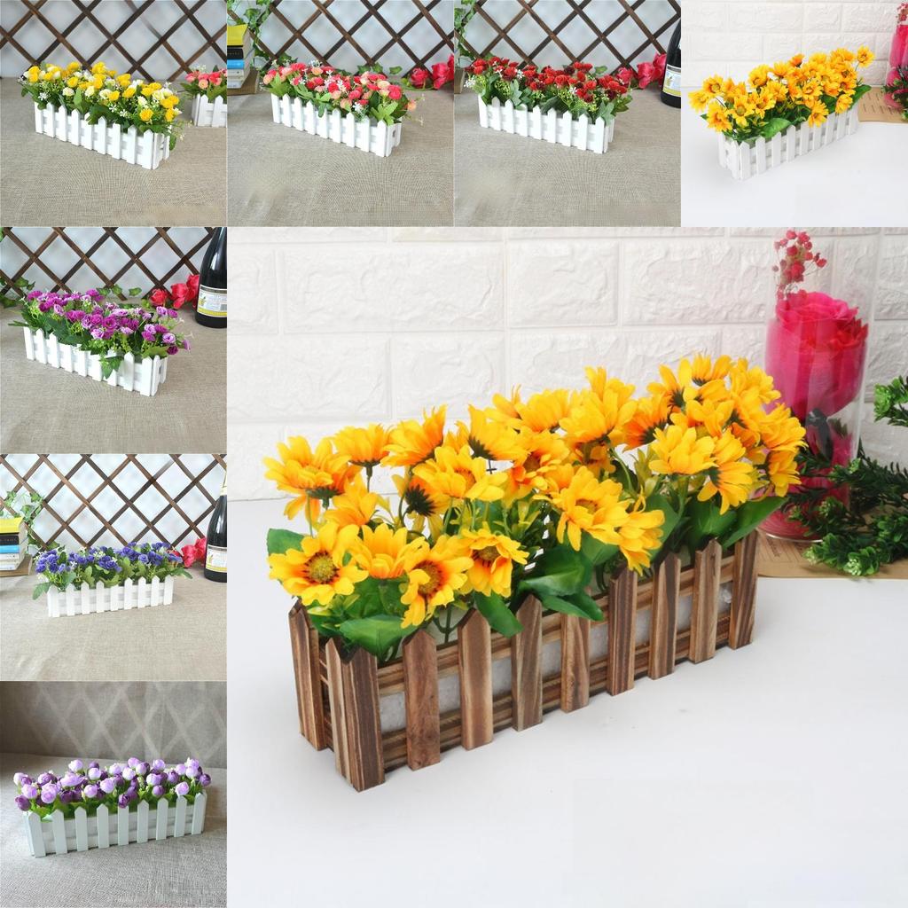 Home Living Artificial Plant Set With Wooden Fence For Wedding Decor And Photo Props