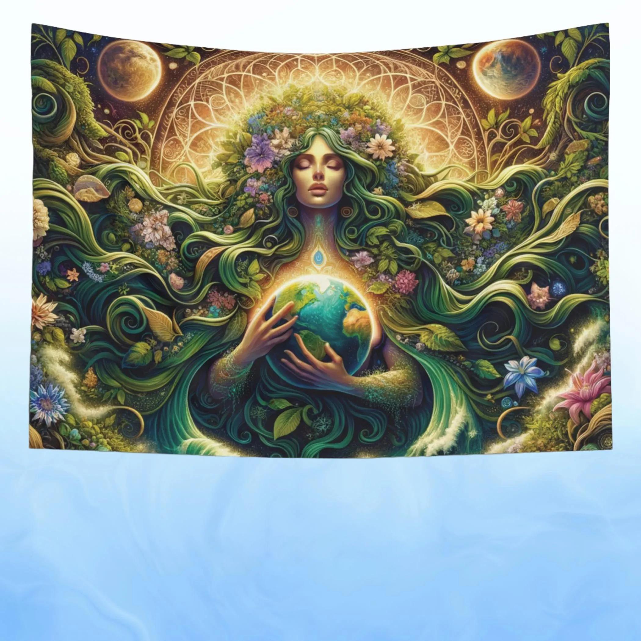 

Gaia Art Mother Earth Wall Tapestry Mother Nature Wall Hanging Bohemian Home Decor Meditation Room Tapestry Background Cloth 74x94cm(29x37in)
