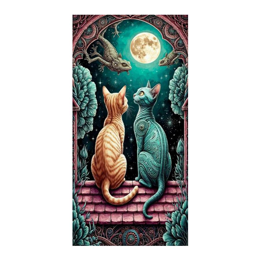 Moon Cat Gecko Large Size Diamond Painting Animals Diy Full Square Round Drill Rhinestone Embroidery Mosaic Cross Stitch Kits Wall Decor