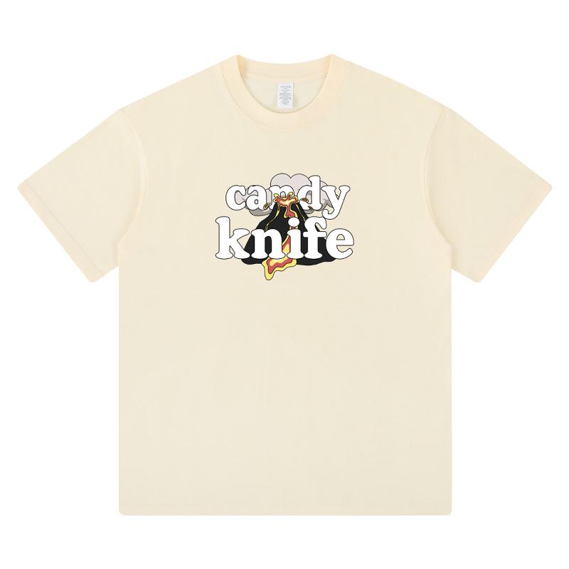 Unisex Volcanic Eruption Print Cotton Short Sleeve T-shirt