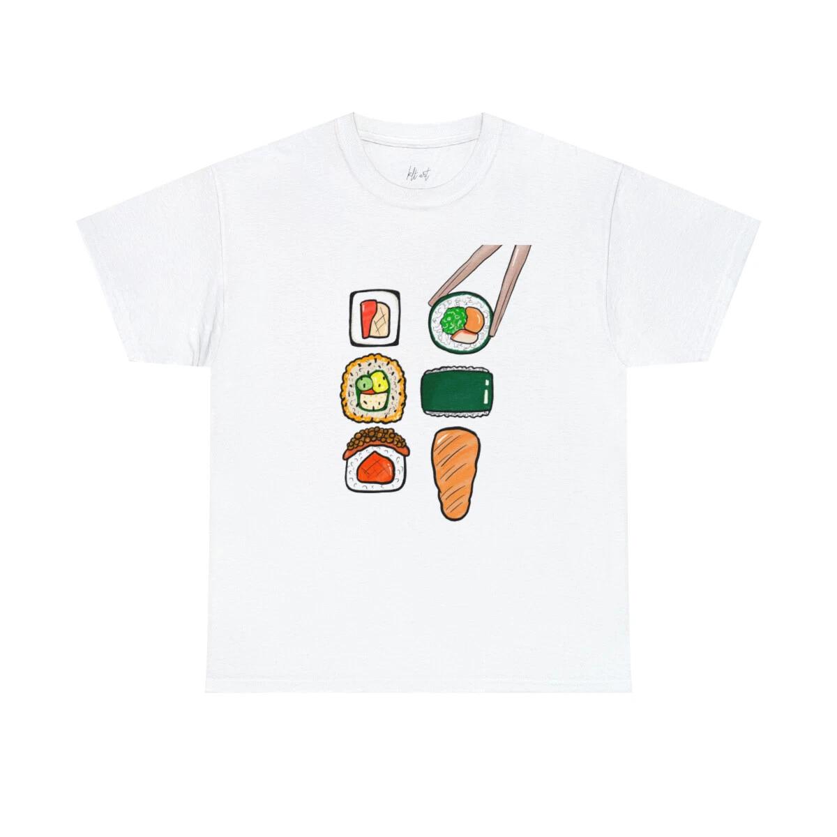 “Sushi Love” Illustration Unisex Sushi Japanese Foodie Graphic T-Shirt M