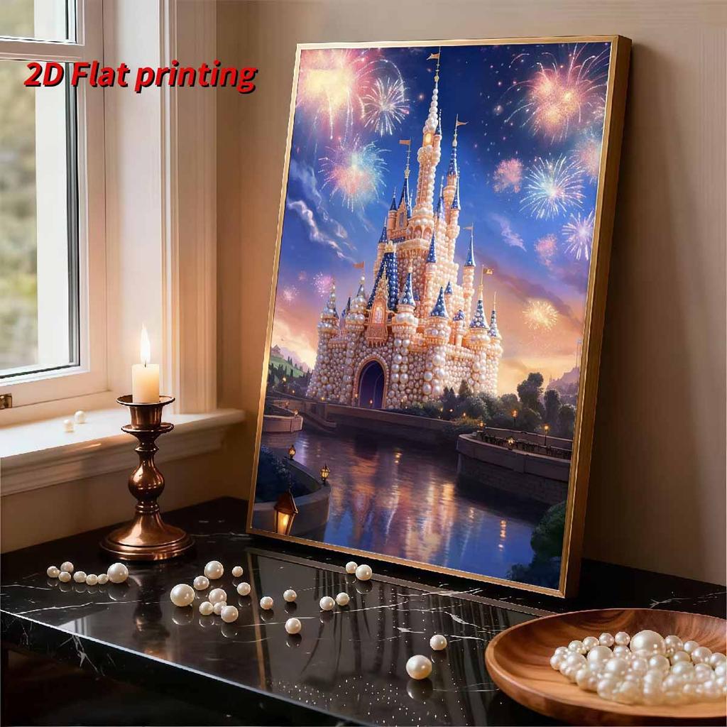 DIY Diamond Art Pearl Painting Kit for Adults, Castle Special Shaped Pearl Art Painting Wall for Home Office Decor Handmade Gift