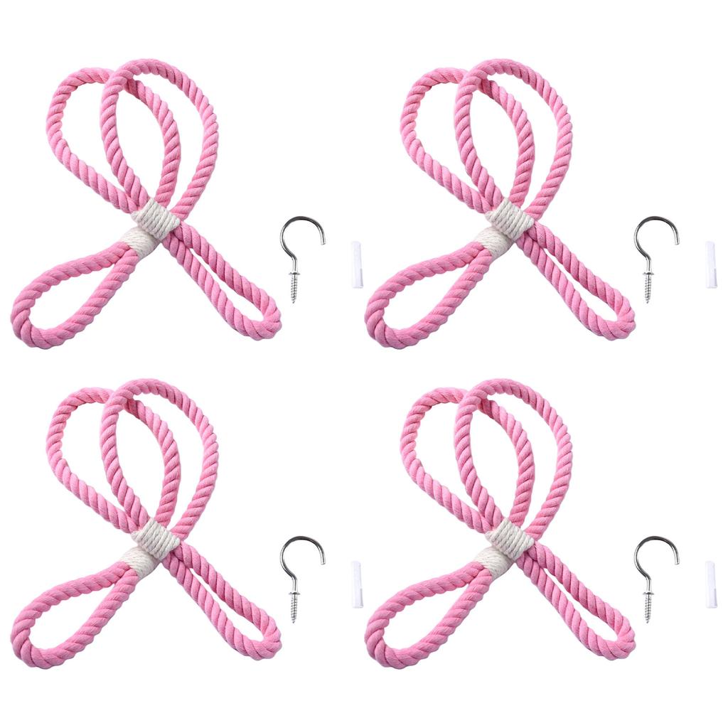 Set aus 4 handgewebten Vorhangraffhaltern aus Baumwollseil mit einfachen modernen Vorhangbindern zur Verwendung im Wohn- oder Schlafzimmer