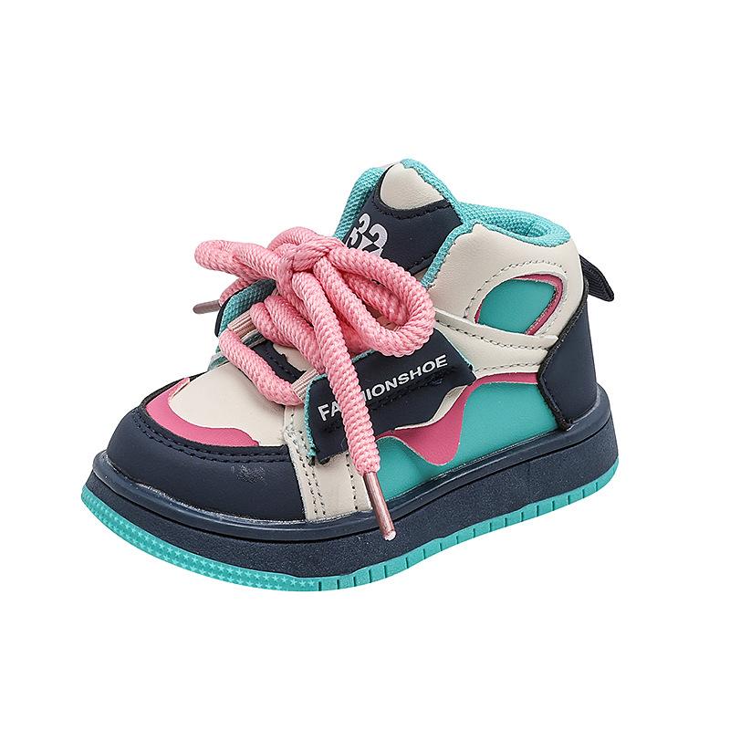 Spring Autumn Kids High Top Sneakers Boys Girls Dopamine Dad Shoes Casual Sports Trainers Baby Bread Walking Shoes