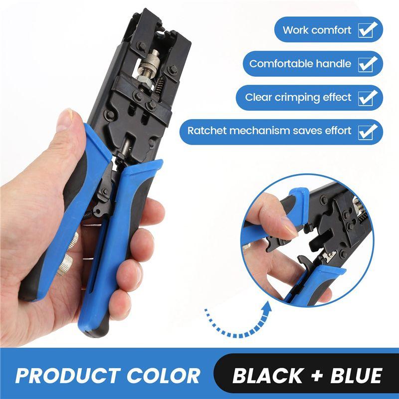 A84E-1Pc Durable Coax Compression Crimper Tool BNC/RCA/F Crimp Connector RG59/58/6 Cable Wire Cutter Adjustable Crimping Plier