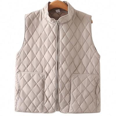 Herbst- und Winterweste Damen Fleece verdickt mittlere und ältere Mutter kurze Baumwollwattierte Kleidung, duftender Wind ärmellose Thermoweste